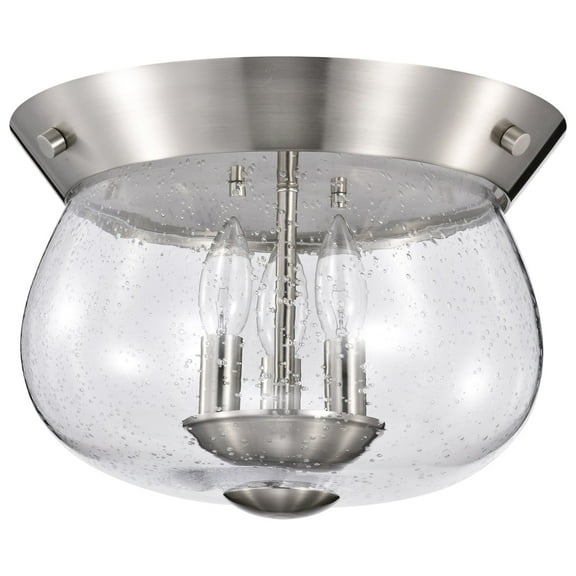 60/7808-Nuvo Lighting-Boliver - 3 Light Flush Mount In Traditional Style-9.5 Inches Tall and 13.5 Inches Wide-Brushed Nickel Finish