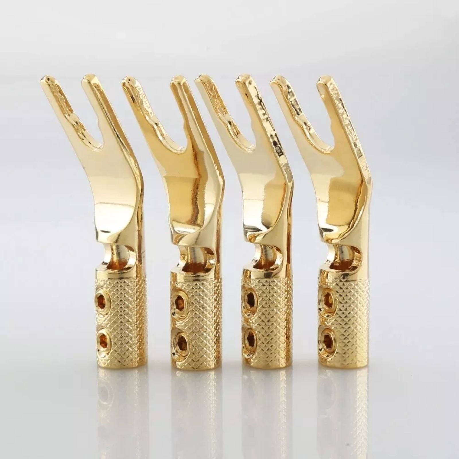 APPLAYERR Y Spade Connector Plug 8 Pcs Pure Copper Gold Plated 4.5mm Audio Cables with Heat Shrink Tubes and Tool