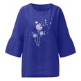 thumbnail image 4 of Hauts et Blouses d'Été pour Femmes 2023 Femmes Été Aguichant Imprimé Régulier Bouton Col Rond Manches Courtes Femmes Manches Courtes Haut Manches Longues en Liquidation, 4 of 5
