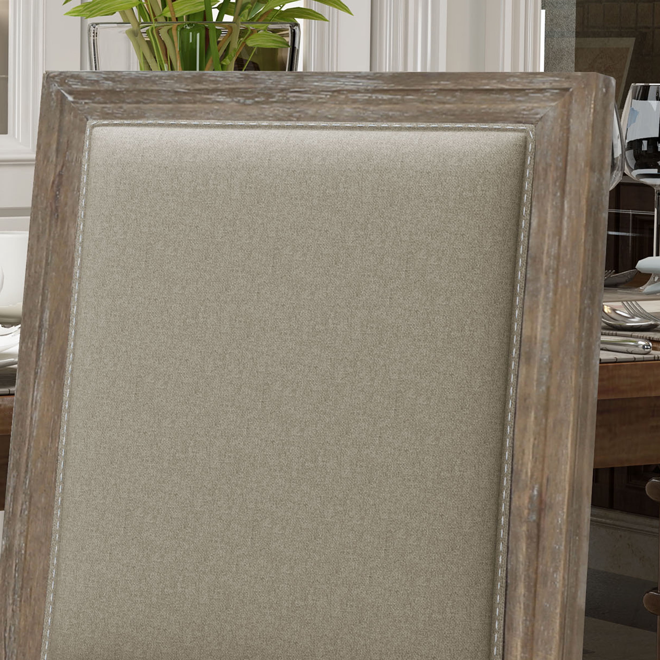 Noble House Dior Indoor Traditional Fabric Dining Chairs, Wheat, Dark Brown