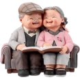 thumbnail image 1 of Love Old Man Couple Statue, Love Lasting Couple Statue, Vinyl Edition Ornament Wedding Anniversary Family Birthday (reading Style), 1 of 4