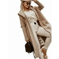 thumbnail image 3 of Womens Long Cardigan Oversized Hooded Casual Long Sleeves Solid Color Letter Printed Sweater Outwear Camel Color S, 3 of 7