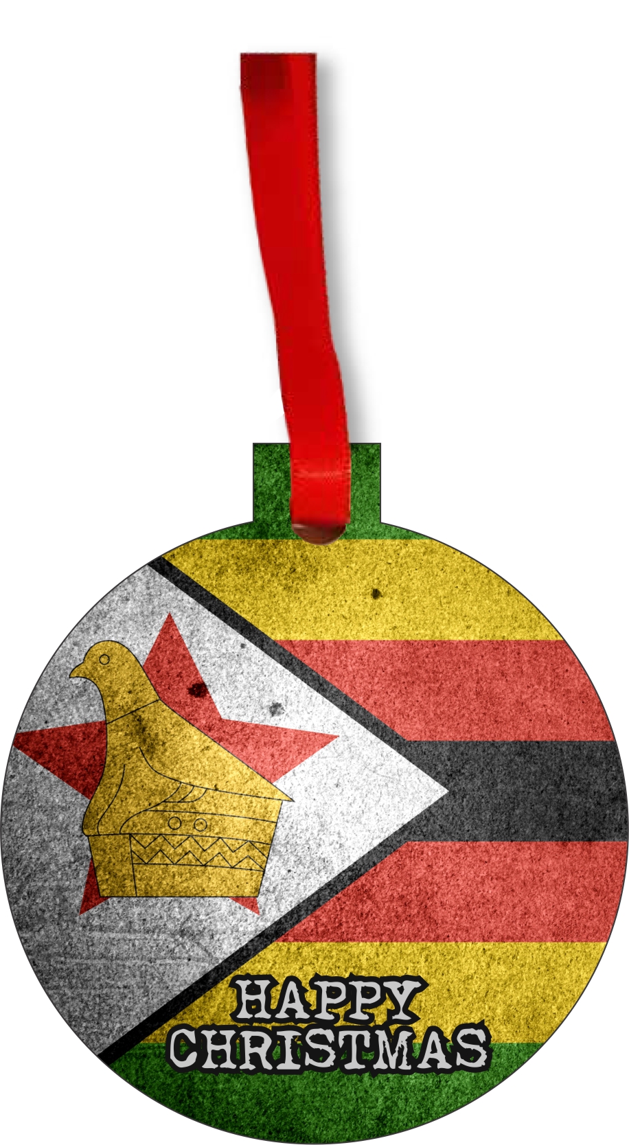 Flag Zimbabwe Zimbabwe Grunge Flag Happy Christmas Round Shaped Flat