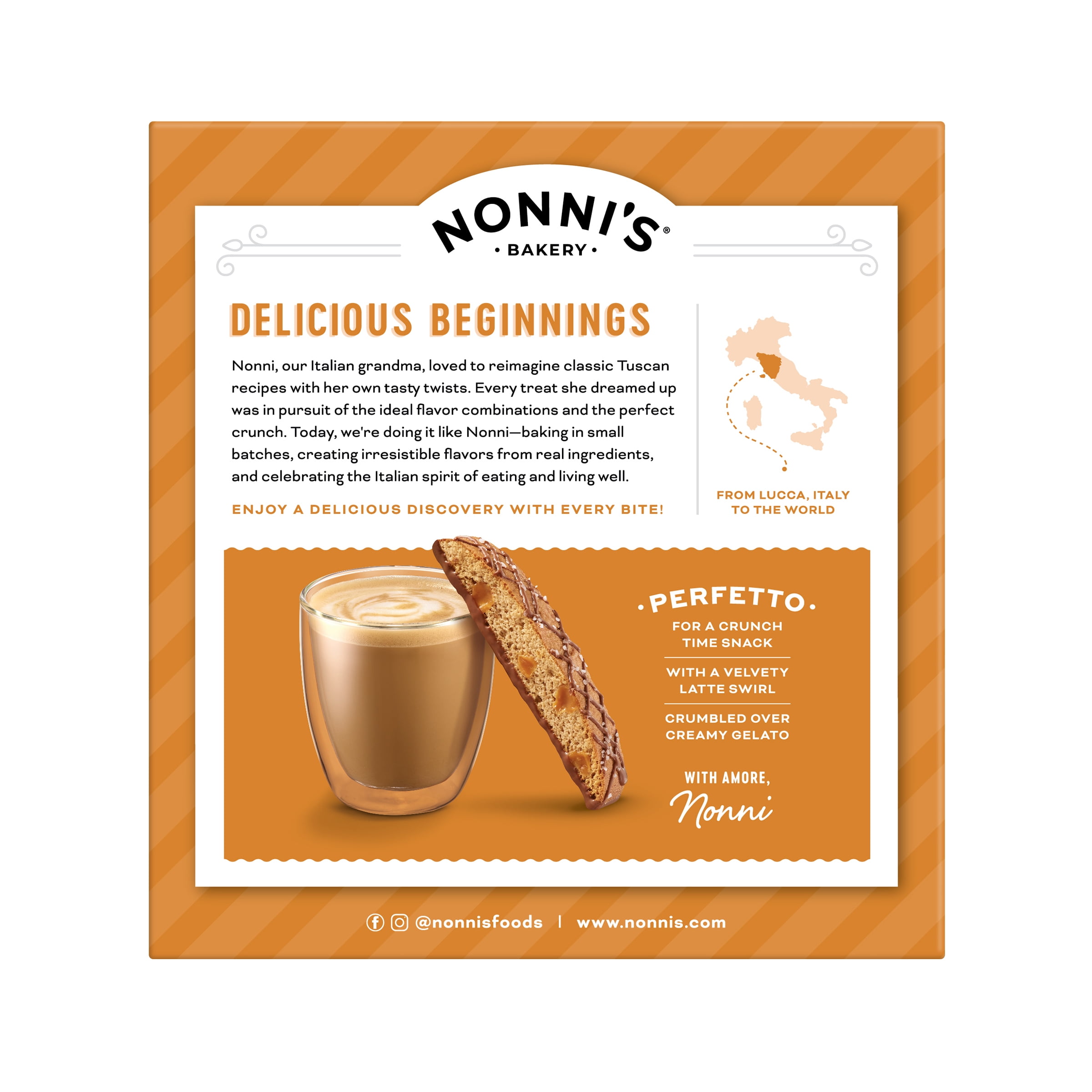 (6 pack) Nonni's Bakery, Salted Caramel Biscotti, Individually Wrapped, 6.72 oz, 8 Count