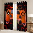 thumbnail image 2 of Feelyou Orange Game Controller Curtains Pack of 2 (42x84 Each) for Kids, Futuristic Honeycomb Curtains Blackout, Gaming Gamer Gamepad Bedroom Curtains, Curtains and Drapes Decor, 2 of 6
