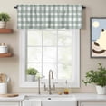 thumbnail image 2 of Green Farmhouse Kitchen Curtain Valances for Windows Farmhouse Short Curtains, Buffalo Plaid Check Lattice White Grid Rod Pocket Valance Curtain for Bedroom Cafe Living Room 54"x18", 2 of 8