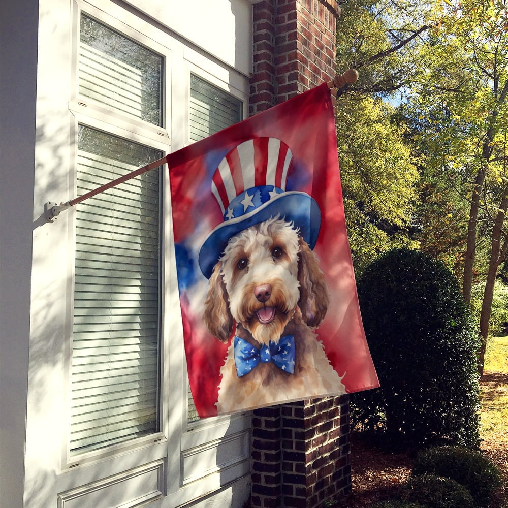 Labradoodle Patriotic American House Flag 28 in x 40 in