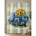 thumbnail image 4 of Shower Curtain Blue Truck Yellow Sunflowers Shower Curtains for Bathroom, Waterproof Polyester Shower Curtain Set with Hooks, Extra Long 72" x 78" Green Check, 4 of 6