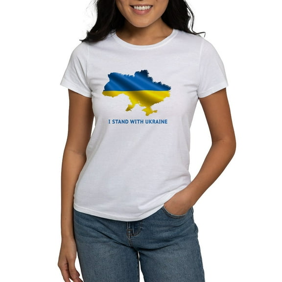 CafePress - I Stand With Ukraine Flag Ukrainian Pride T Shirt - Women's Classic T-Shirt