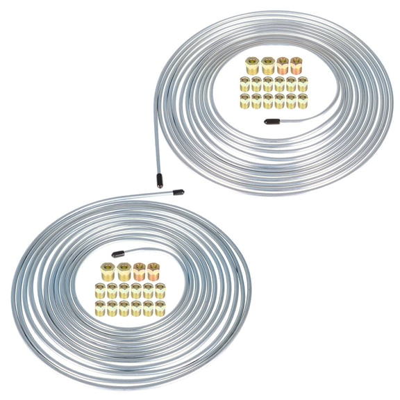 LABLT 25 ft of 3/16 and 1/4 16＆16 Fittings Zinc-Coated Brake Line Tubing Kit Car