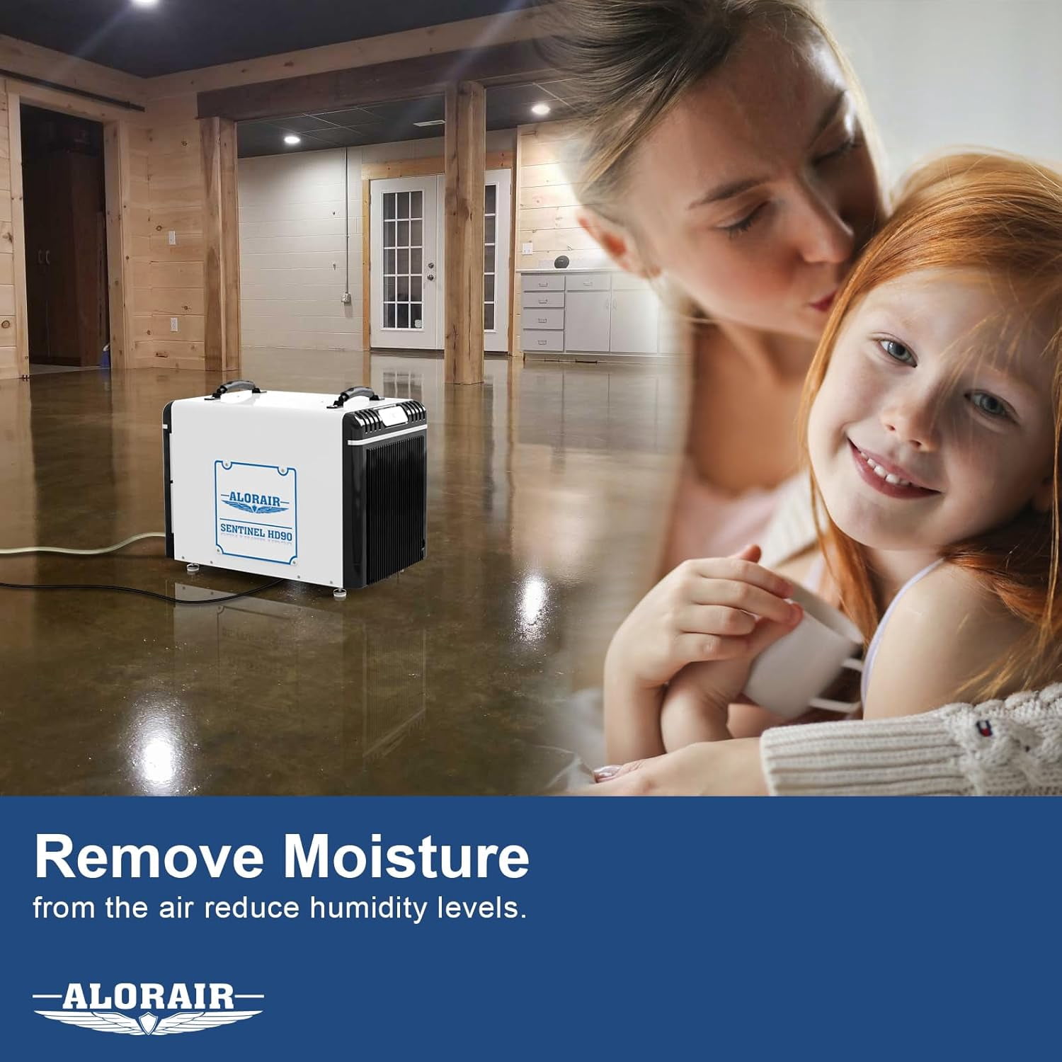 ALORAIR Basement/Crawl Space Dehumidifiers 198 Pint (Saturation), 90 PPD (AHAM), Listed, Auto Defrosting System, Commercial Dehumidifier