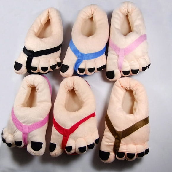 PTOOTP Pantuflas de felpa cálidas para pies, unisex, divertidas, de invierno, para interiores, talla única (color aleatorio)