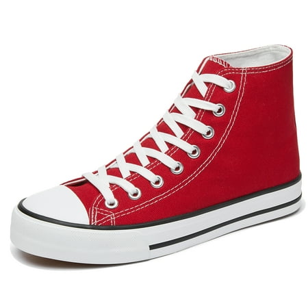 

AOMAIS Women s High Top Sneakers Fashion Lace-Up Canvas Casual Shoes Comfortable Walking Shoes (Red US8)