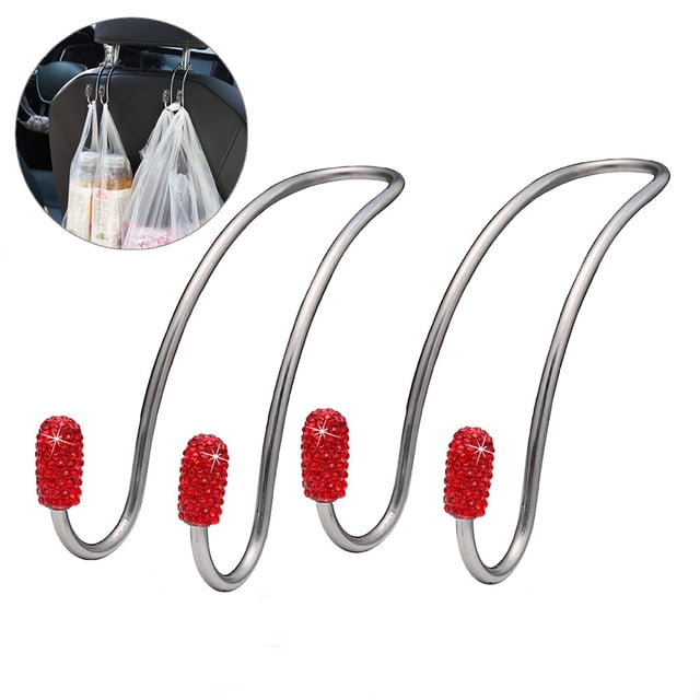 Ganchos ostentosos para asiento de coche, colgadores universales para reposacabezas del asiento trasero del coche, organizadores con diamantes de imitación, 2 uds.