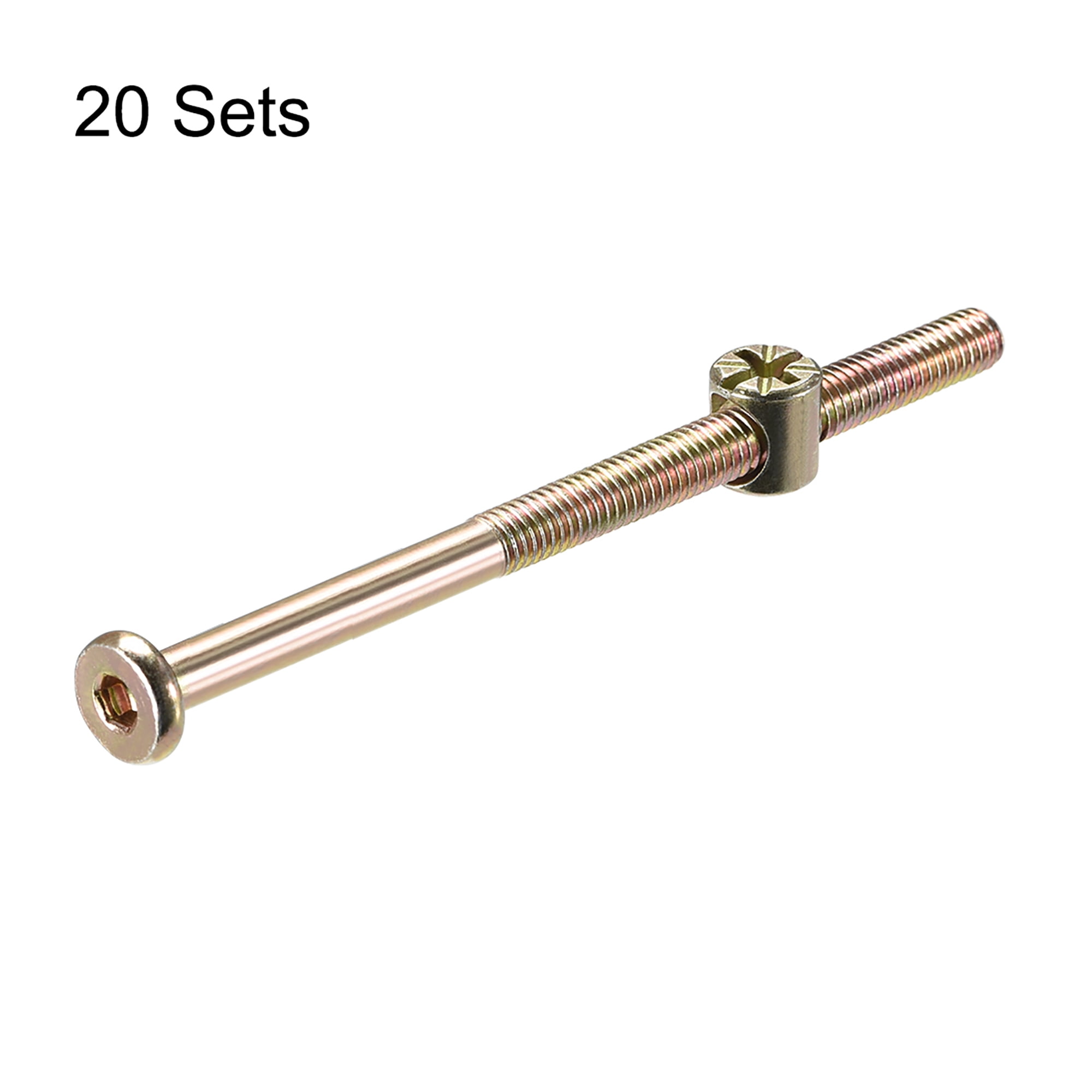 M6 x 110mm Furniture Bolts Nut Set Hex Socket Screw with Barrel Nuts Phillips-Slotted Zinc Plated 20Sets