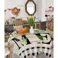 thumbnail image 4 of Waterproof Tablecloths for Square/Outdoor Tables Spring Farmhouse Home Wood Vinyl Oilcloth Dining Table Cloths Boxwood Buffalo Check Spillproof Table Cover for Kitchen Party 54x54 Inch, 4 of 6