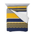 thumbnail image 7 of Quilts Twin Size Bedding Set, Navy Yellow Grey Stripes Lightweight Quilted Comforter, Abstract Lines Geometric Modern Soft Reversible Bedspread Coverlet with Pillow Covers for All Season, 68" x 86", 7 of 7