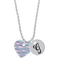 thumbnail image 1 of Delight Jewelry Acrylic Small Hologram Heart Silvertone Script Initial Disc - G - Charm Necklace, 20"+3", 1 of 4