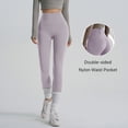 thumbnail image 5 of Women's Yoga Leggings with Phone Pockets, Built-in Mobile Phone Storage, High Waist Workout Leggings, Casual Sporty Outdoor Pants for Spring Summer Daily Wear Purple XL, 5 of 5