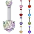 thumbnail image 3 of GKNET New Belly Button Rings Dangle Crystal Rhinestone Navel Bar Barbell Body Piercing-wine red, 3 of 9