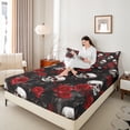 thumbnail image 4 of jejeloiu Romantic Red Rose Twin Sheet Sets,Gothic Skull Skeleton Twin Fitted Sheet,Velantine Flowers Flat Sheet For Men Women,Luxury Bedroom Decor,3-Piece, 4 of 7