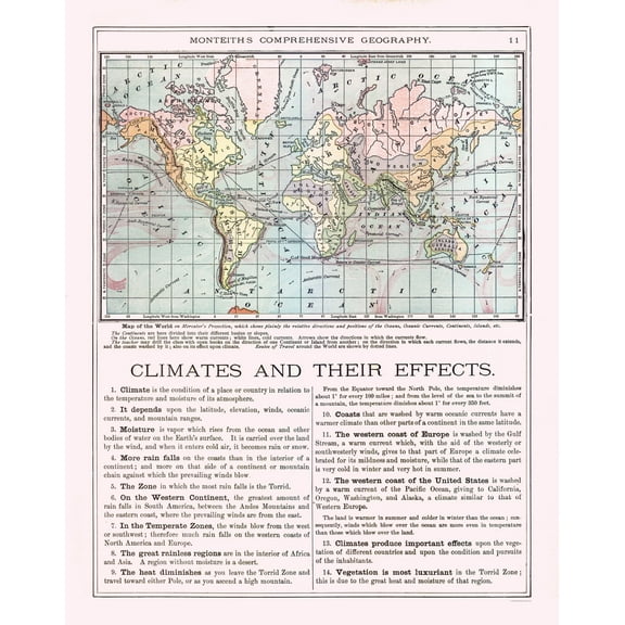 Historic Map - World - Monteith 1882 - Vintage Wall Art