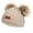Khaki, variant on Winter Hats Kids Beanies Hat Cable Knit Thick Warm Cozy with 2 Faux Fuzzy Fur Pompoms Solid Cuffed Ski Cap 1-11Y