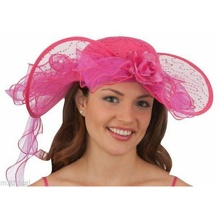 Womens Pink Southern Belle Kentucky Derby Hat Lace Costume Colonial