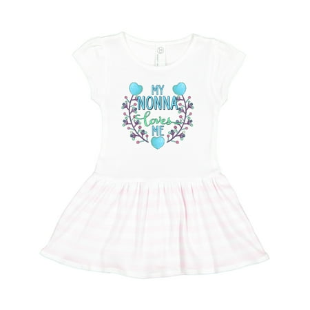 

Inktastic My Nonna Loves Me with Flowers and Hearts Gift Toddler Girl Dress