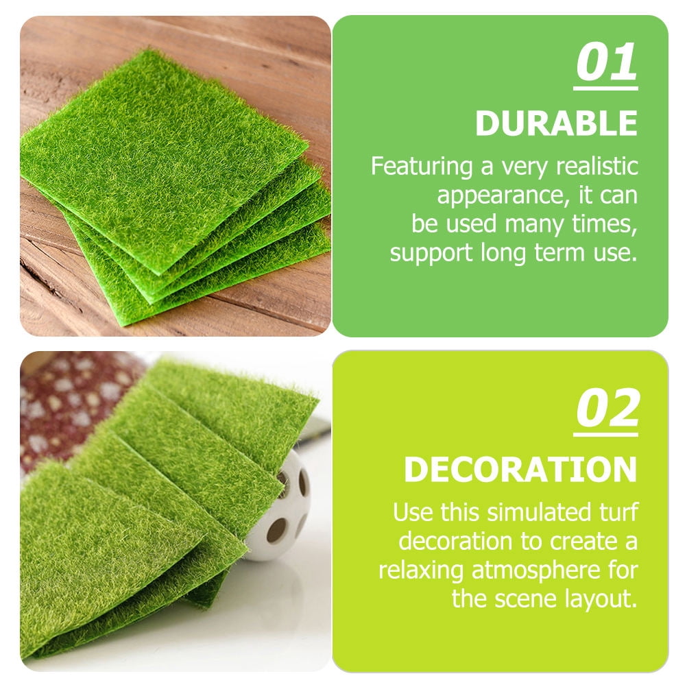 MLINS  2 Pcs Simulated Moss Decoration Artificial Garden Grass Ornament Green