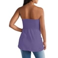 thumbnail image 5 of Prdecexlu Tube Tops for Women Plus Size Strapless Smocked Ruffled Cute Off the Shoulder Tank Tops Sleeveless Holiday Shirts Casual Backless Flare Hem Summer Blouses Purple M, 5 of 6
