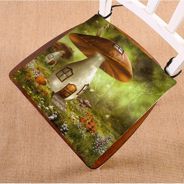 Cojín para silla ABPHQTO Fantasy Meadow con casas de setas coloridas 40x40 cm