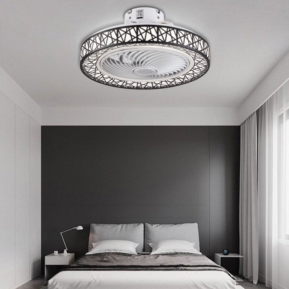 23" LED Modern Invisible Ceiling Fan Light Dimmable Chandelier Fan Lamp 3 Speeds with Remote Control