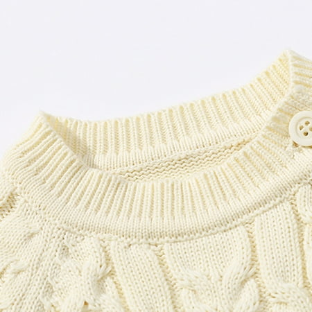 

KaLI_store Toddler Baby Girls Boys Solid Spring Winter Long Sleeve Button Knit Sweater Romper 6t Boys Clothes