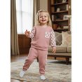 thumbnail image 4 of BemeyourBBs Toddler Baby Boy Girl Spring Fall Winter Outfits Waffle Knit Checkerboard Patchwork Long Sleeve Crewneck Pullover Swetshirt Top Jogger Pants Set 2pcs Sweatsuit Clothes, 4 of 9