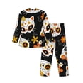 thumbnail image 2 of Bingfone Men'S Pajama Set 2 Piece Loungewear Pjs, Long Sleeve With Pajama Pants-Cat Skulls And Flowers, 2 of 9