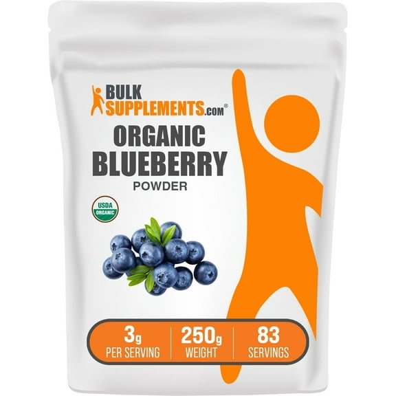 BulkSupplements Organic Blueberry Powder - 3g per Serving - 250 Grams (8.8 oz) - 83 Servings