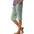 thumbnail image 2 of Womens Casual Capri Pants Lightweight Athletic Elastic Waisted Straight Leg Trousers with Pockets, 2 of 7