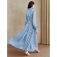 thumbnail image 2 of Baby Blue Ruched High Neck Long Sleeve Maxi Dress For Women, 2 of 30