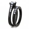 thumbnail image 3 of IP Black(Ion Plating) Stainless Steel Ring with AAA Grade CZ in Clear for Women Clear Stone Color Style TK3555 Size 8, 3 of 4