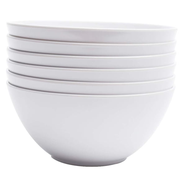Yinshine Cuencos De Cereales De Melamina – Vajilla Blanca De 28 Oz, Juego De Cuencos De Sopa, Paquete De 6