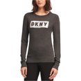 thumbnail image 1 of DKNY Womens Block Logo Pullover Sweater, Grey, X-Small, 1 of 1
