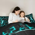 thumbnail image 5 of Manfei Gamer Gaming Bedding Comforter Set,Vindoe Game Twin Comforter Sets,Cyan Geometric Geometric Bedding Set For Kid Boy,Lightweight Room Decorative Reversible,2 Pieces, 5 of 8