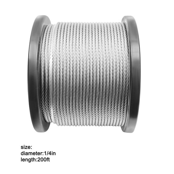 1/4 inch Stainless Steel Cable 200FT T304 7x19 Steel Wire Rope Aircraft Cable