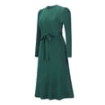 thumbnail image 5 of Seyurigaoka Women's Knit Midi Dress Long Puff Sleeve Solid Color Tie Back Dress, 5 of 8