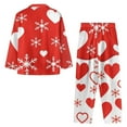 thumbnail image 2 of Renewold Breathable Snowflake Pajama Sleepwear Set of 2 Red Hearts Women Button Down Loungewear Sets Valentine's Day Fashion O-Neck Beach Wear Pjs Shirt Size XS, 2 of 6