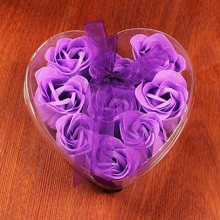 iLH 9Pcs Heart Scented Bath Body Petal Rose Flower Soap Wedding Decoration Gift
