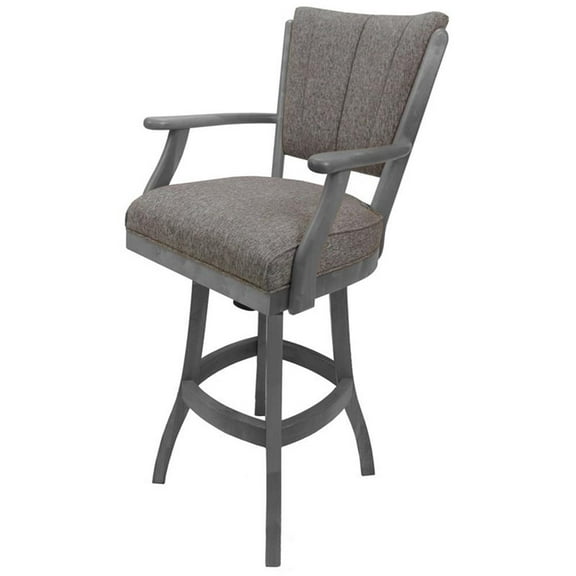 Classic Solid Wood Bar Stool 30" Seat - Mojave Gray Fabric - Light Gray Frame