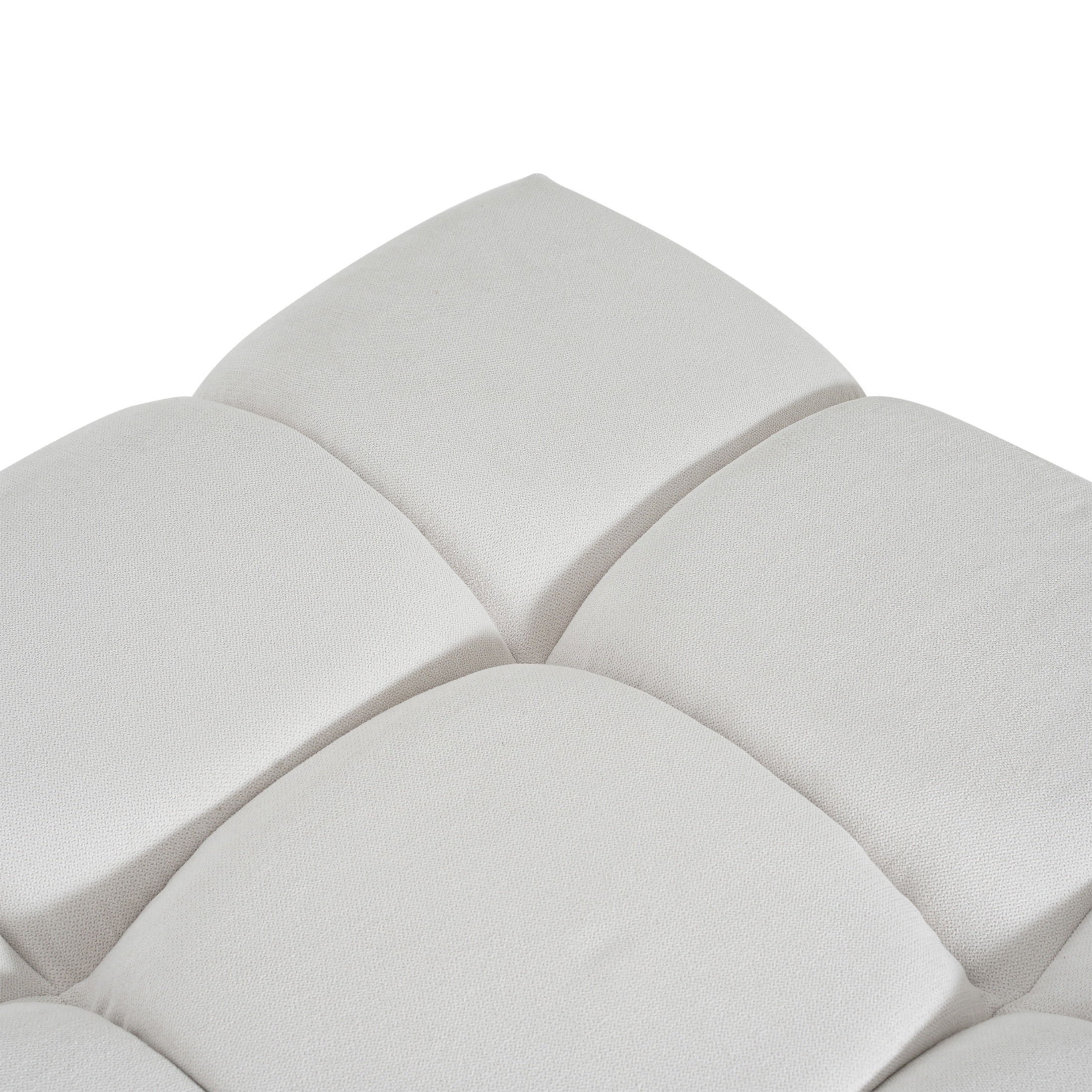 Christopher Knight Home 33" Modern Deep Biscuit Tufted Upholstered Square Ottoman with Wood Base, White