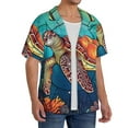 thumbnail image 4 of KLL Sea Turtle in Coral Print Men's Shirt Short Sleeve Button Down Summer Cuba Beach Shirts- 3X-Large, 4 of 7